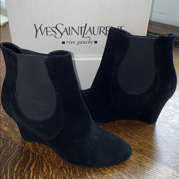 Black Suede Booties with wedge heel